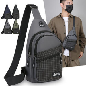 2025新款男士休闲百搭胸包外出通勤斜挎包便携运动单肩包时尚背包