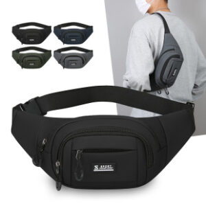 跨境新款腰包男多功能轻便收银包户外大容量加厚耐磨尼龙运动胸包