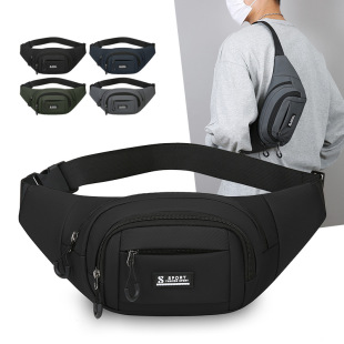跨境新款腰包男多功能轻便收银包户外大容量加厚耐磨尼龙运动胸包