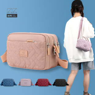 新款休闲单肩包时尚百搭小方包防泼水尼龙斜挎包女韩版多层手机包