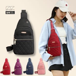 新款女包时尚休闲胸包多层绣线韩版单肩斜挎简约胸前背包女士包包