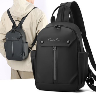 跨境新款时尚防水双肩包男百搭通勤胸包斜挎包便携外出休闲旅行