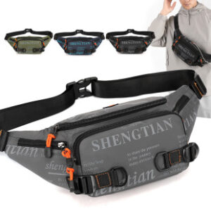 新款防水腰包斜挎包男士高级感潮流时尚运动胸包尼龙布单肩包男款