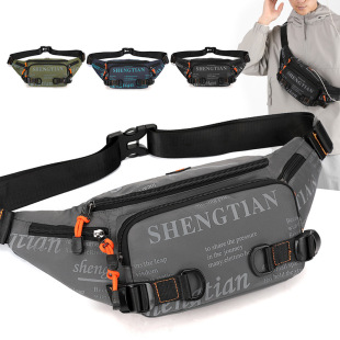 新款防水腰包斜挎包男士高级感潮流时尚运动胸包尼龙布单肩包男款