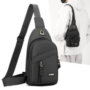 时尚休闲胸包新款男士防泼水斜挎包户外出行大容量高级感多层背包