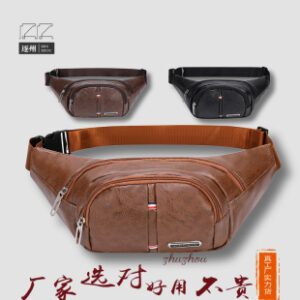 男士商务多功能PU皮腰包 休闲运动斜挎单肩腰包 胸前包批发代发