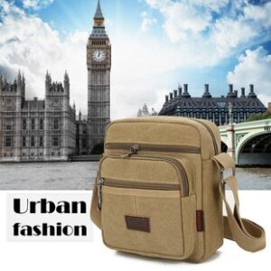 秋季新款帆布多功能男士休闲斜跨包通勤户外大容量百搭潮流单肩包