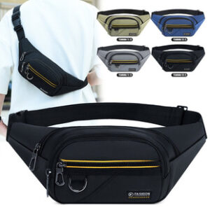 新款户外男士腰包工地干活耐磨斜挎包防泼水大容量简约纯色收银包