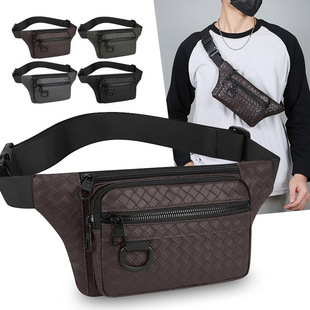 2025新款时尚男士腰包运动外出旅行斜挎包通勤多层防水单肩包背包