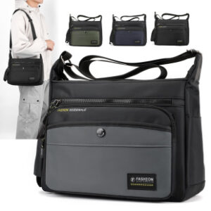 简约大容量斜挎包休闲牛津布商务挎包包多层收银地摊包男单肩包