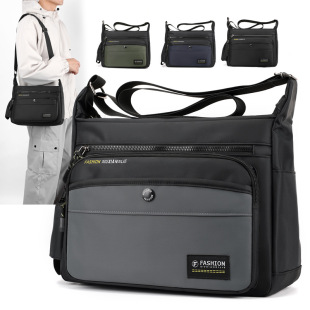 简约大容量斜挎包休闲牛津布商务挎包包多层收银地摊包男单肩包