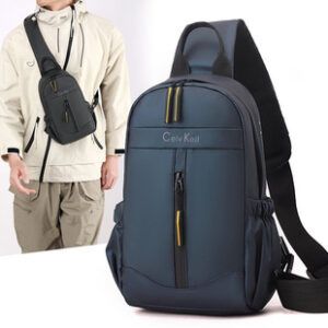 跨境简约百搭男士胸包大容量防泼水运动斜挎包户外运动轻便单肩包