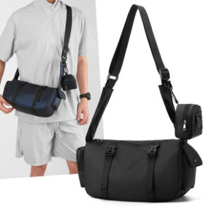 跨境男斜挎包大容量高级感时尚潮流单肩包外出运动收纳磁吸健身包