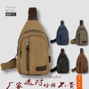 新款男士胸包休闲运动单肩帆布包工地干活耐磨斜挎包跨境批发包包