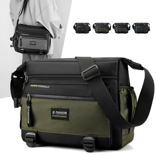新款男士户外出行大容量单肩包时尚耐磨防水斜挎包简约潮流旅行包