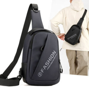 新款男休闲胸包皮膜面料防泼水斜挎包多功能运动户外休闲单肩背包