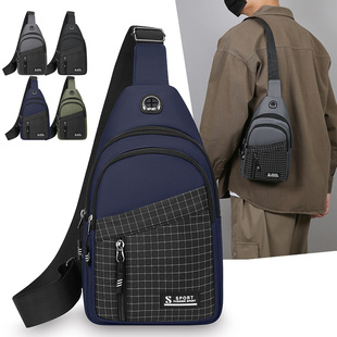 新款男士时尚简约百搭胸包户外运动休闲单肩包尼龙商务通勤斜挎包