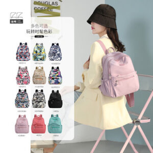 新款双肩包女简约时尚休闲轻便牛津布女士背包高级感印花学生书包