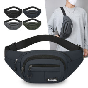 秋季新款防水尼龙男士腰包休闲多功能户外运动大容量潮流百搭胸包