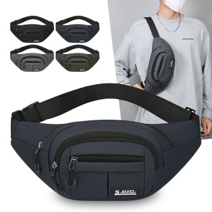 秋季新款防水尼龙男士腰包休闲多功能户外运动大容量潮流百搭胸包